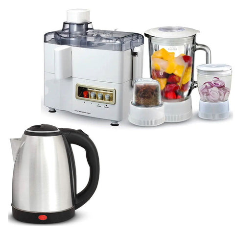 National 4 in 1 Juicer Blender Grinder With Drymill + Premium - Electric Kettle 2.0 Liter