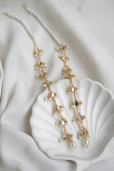 Kundan Long Full Ear Earrings With Saharey