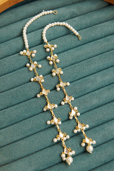 Kundan Long Full Ear Earrings With Saharey