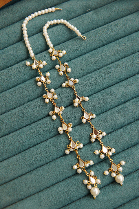 Kundan Long Full Ear Earrings With Saharey