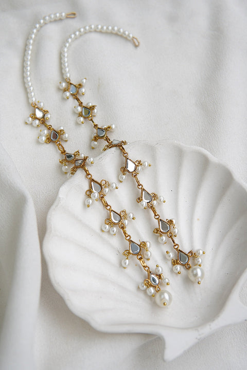 Kundan Long Full Ear Earrings With Saharey