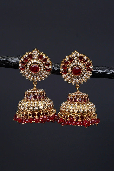 Ethnic Jhumkay with Sparkling Crystal Latkans