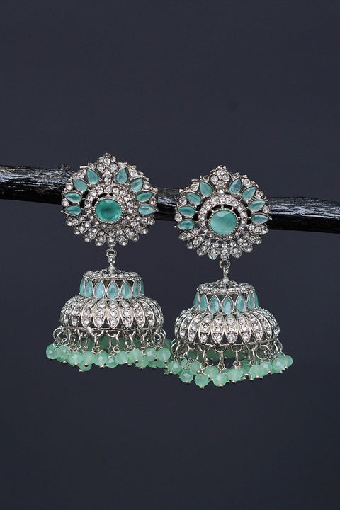 Ethnic Jhumkay with Sparkling Crystal Latkans