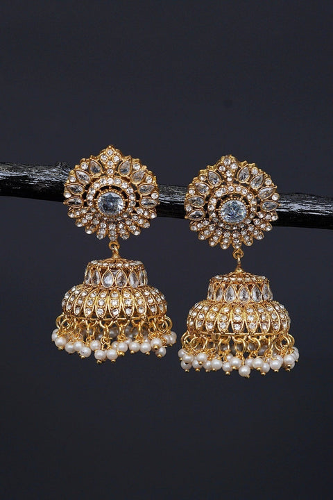 Ethnic Jhumkay with Sparkling Crystal Latkans