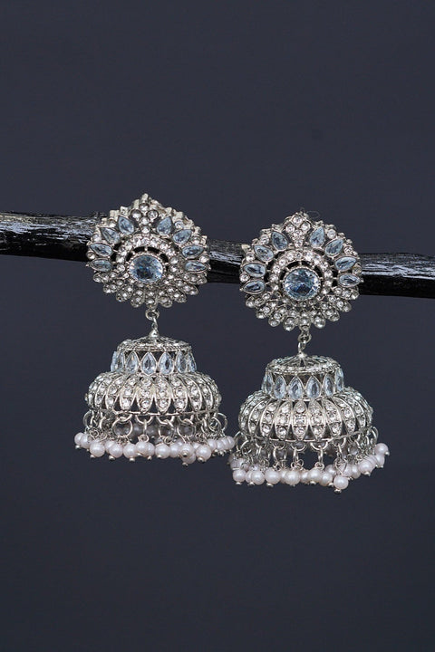 Ethnic Jhumkay with Sparkling Crystal Latkans