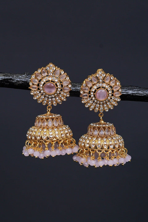 Ethnic Jhumkay with Sparkling Crystal Latkans