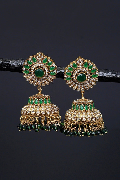 Ethnic Jhumkay with Sparkling Crystal Latkans