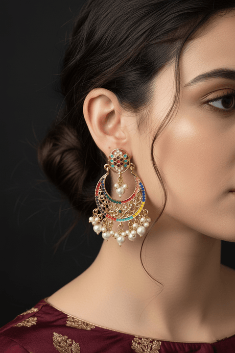 Hyderabadi Traditional Chandbali Earrings